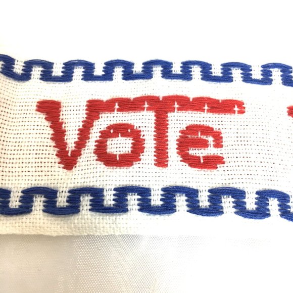 Bundle three yard “VOTE” Sewing Trim Embroidered Patriotic cotton Vtg  80's - Picture 4 of 9